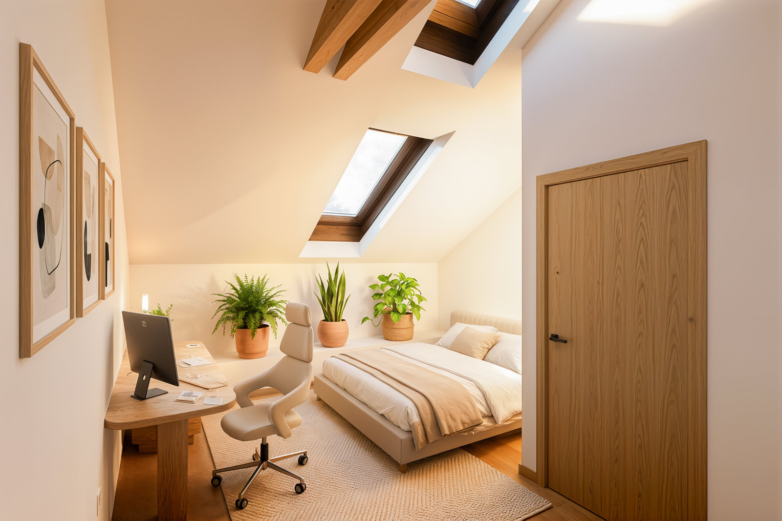 Salon z otwartą kuchnią — apartament górny